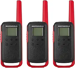 Motorola Solutions Rádio bidirecional T210TP preto W/vermelho pacote com três