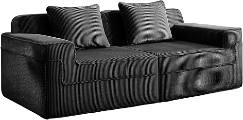 Miniatura 6 de Modular 2 Seat L Shape Sectional Boneless Sofa, Cloud Sectional Couch with Deep Seat, Modern Modular 2-Seat Sofa Couch with Throw Pillows and 1
