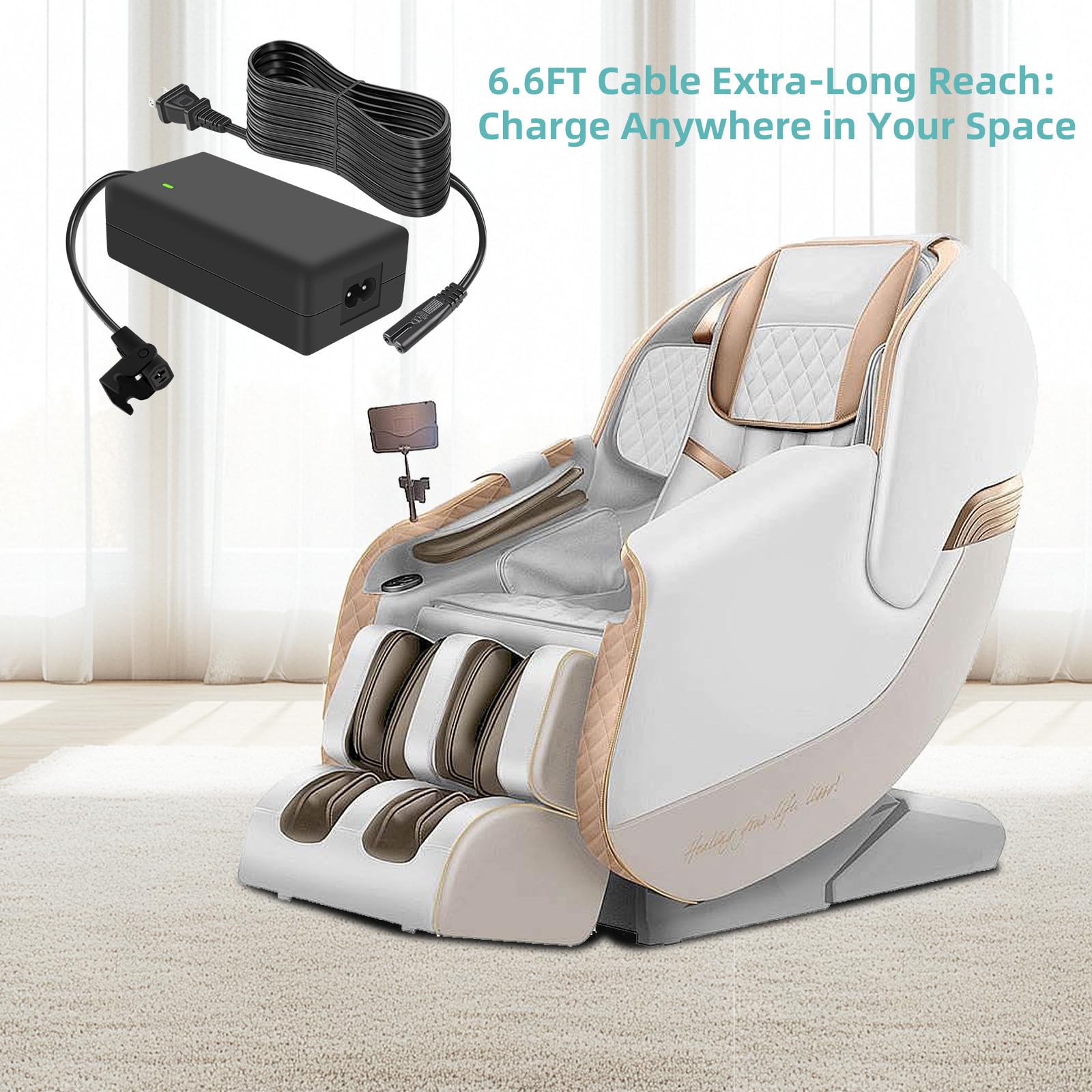 Fuente de alimentación de cable de 6.5 pies para sillón reclinable eléctrico, adaptador universal de 2 pines CA/CC de 29 V 2 A, pieza de repuesto para sofá reclinable, sofá eléctrico, silla elevadora
