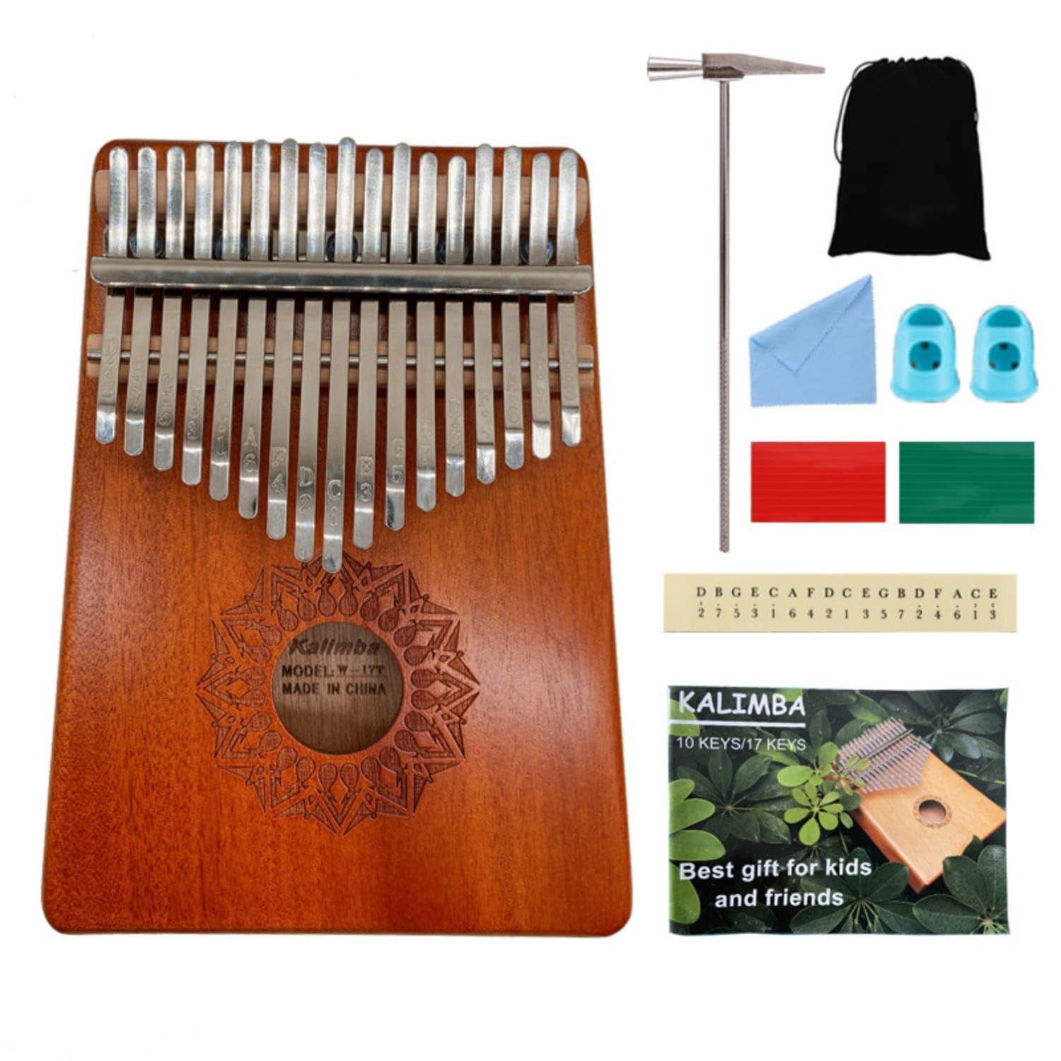 Beginner-Friendly 17-Key Kalimba Portable Kalimba with Tuning Hammer Wooden 17-Key Thumb Piano Hand-Held for Beginners, Students, Hobbyists, Music Practice, Travel, 17-key, Exotic|Kalimbas|Mu-image-2
