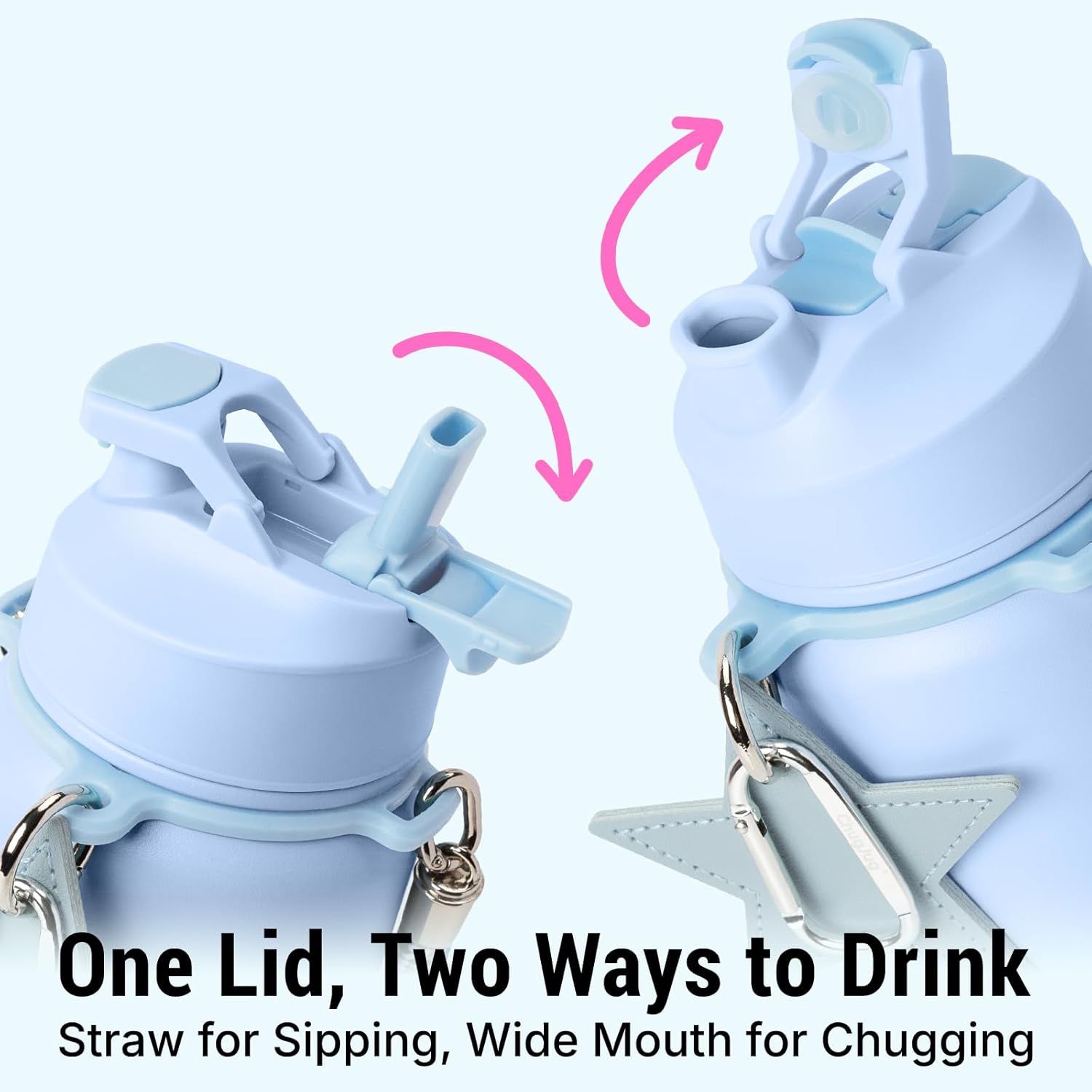 Insulated Water Bottle 32 oz with Strap, Leak-Proof Stainless Steel Water Bottle with Flip Straw & Spout Lid, BPA-Free, Reusable Cute Metal Water Bottles for Women & Girls, Keeps Drinks Cold - Image 3