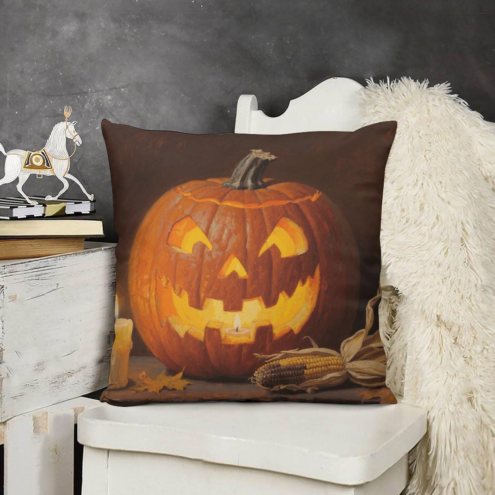 FodPand Boho Farmhouse Pumpkin Pillow Covers with Hidden Zipper 24x24 Soft Plush Cushion Cover Decorative Throw Pillow Cases for Couch Bed Sofa Living Room Indoor Outdoor Home Decor