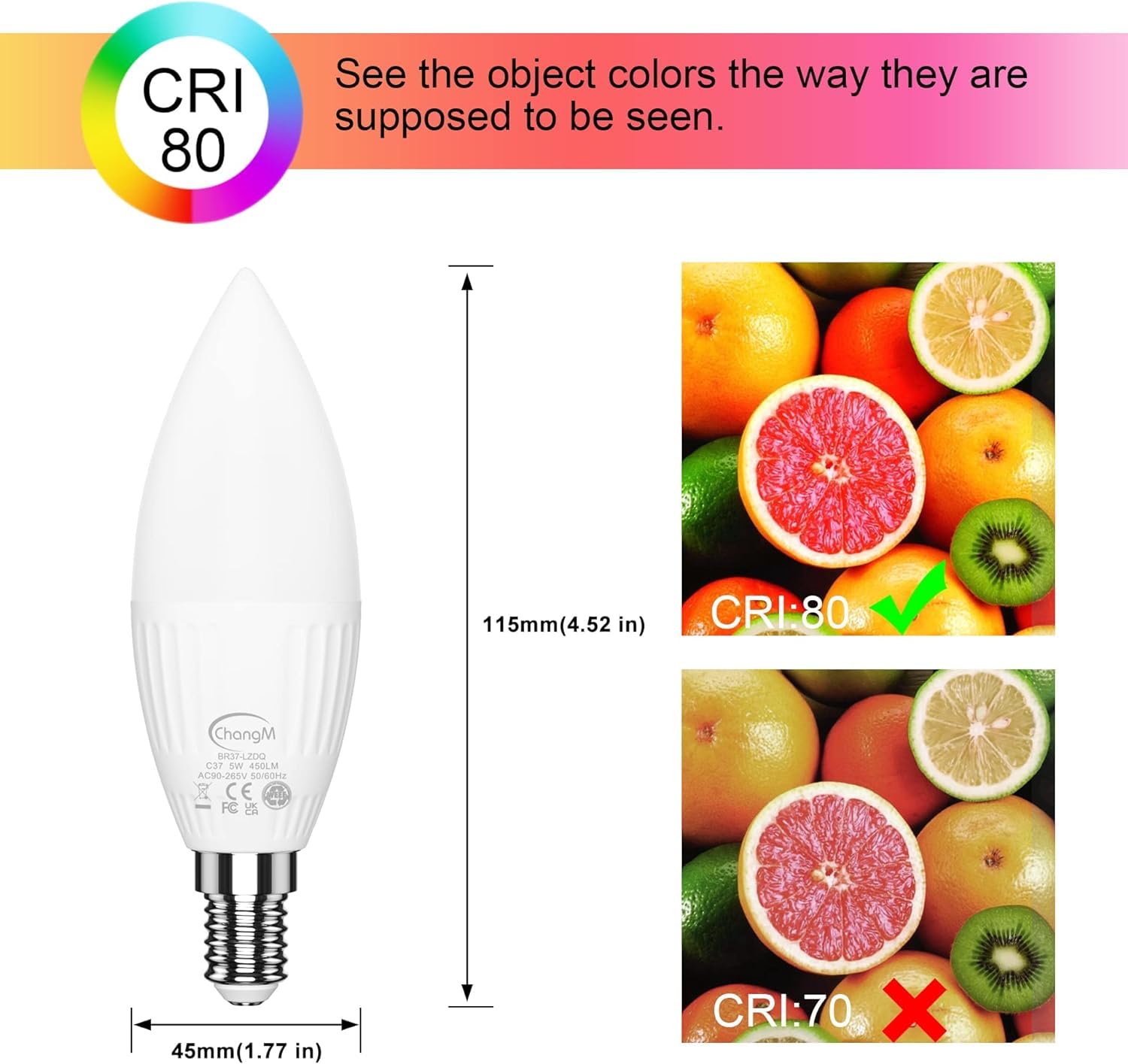 ChangM Lampadina LED Cambia Colore, Lampadina a Candela, RGB Dimmerabile E14 Candela Led con Telecomando, 5W (sostituisce 40W) Bianco Freddo 5700K, Confezione da 10