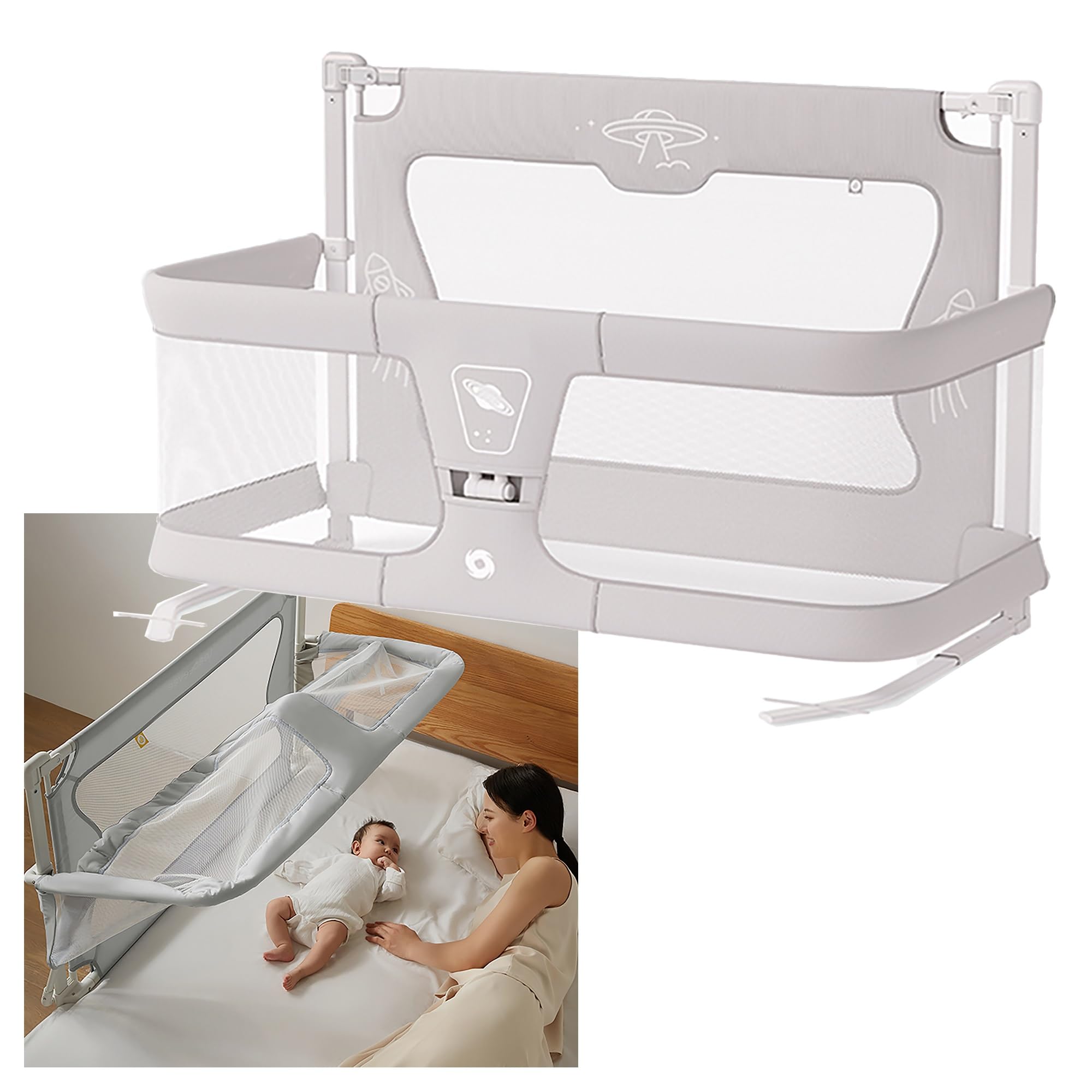 3 in 1 Baby Bedside Crib, Baby Bedside Sleeper, for Cosleeping