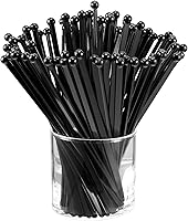 Vista 10 de Honoson 100 palitos desechables de plástico redondo con tapa de cristal (dorado)