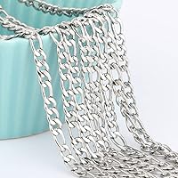 Vista 8 de [33 pies] Cadena Figaro de acero inoxidable, 0.138 in de ancho 304 cadenas de eslabones de acero inoxidable rollo a granel para fabricación de joyas