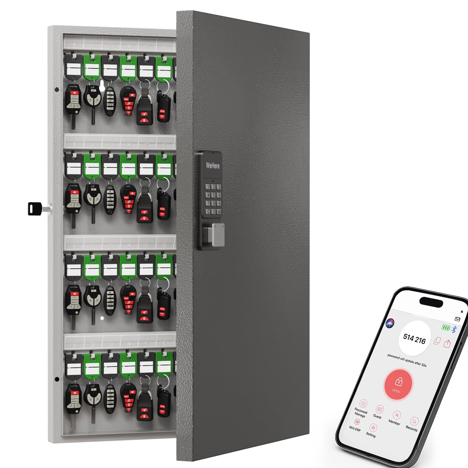 96 Key Lock Box Smart Key Organier Cabinet with Keypad &amp; App for Office