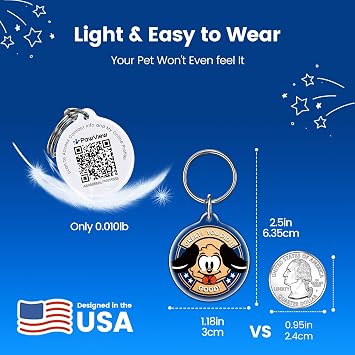 2 Pack QR Code Pet ID Tags for Dogs & Cats, Personalized Dog Tags