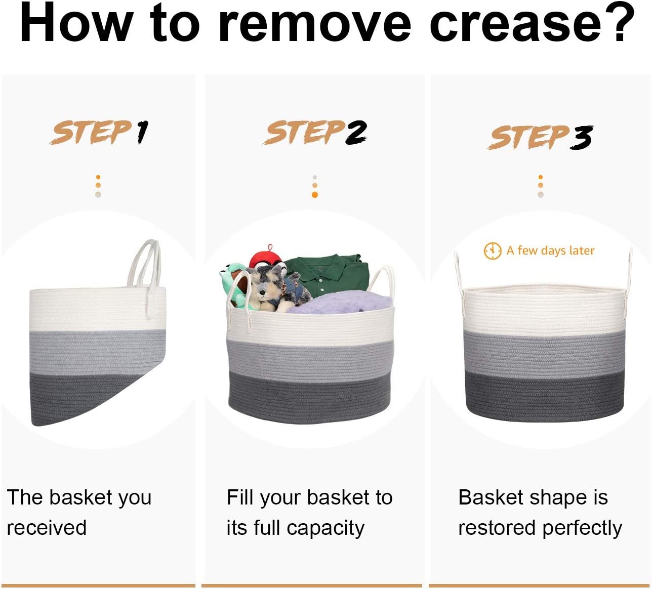 COSYLAND Extra Large 22.1“x22.1“x14.2“ Storage Laundry Basket Woven Cotton Rope Organizer for Blanket Toys Towels Baby Nursery Hamper Bin with Handle : Baby