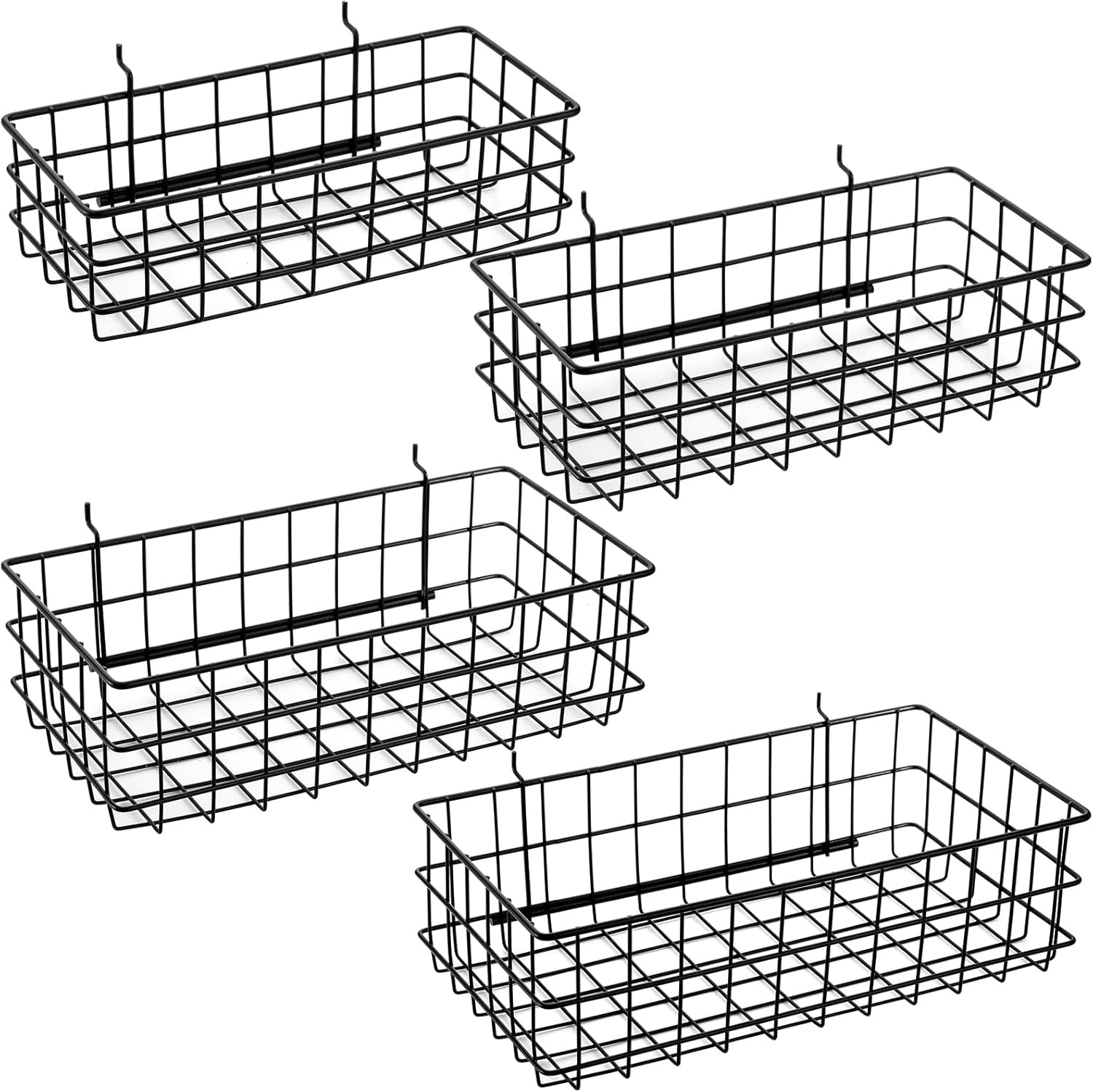 ZENFUN 4 Pack Pegboard Baskets, 4 Size Hanging Wall Basket Bin, Metal