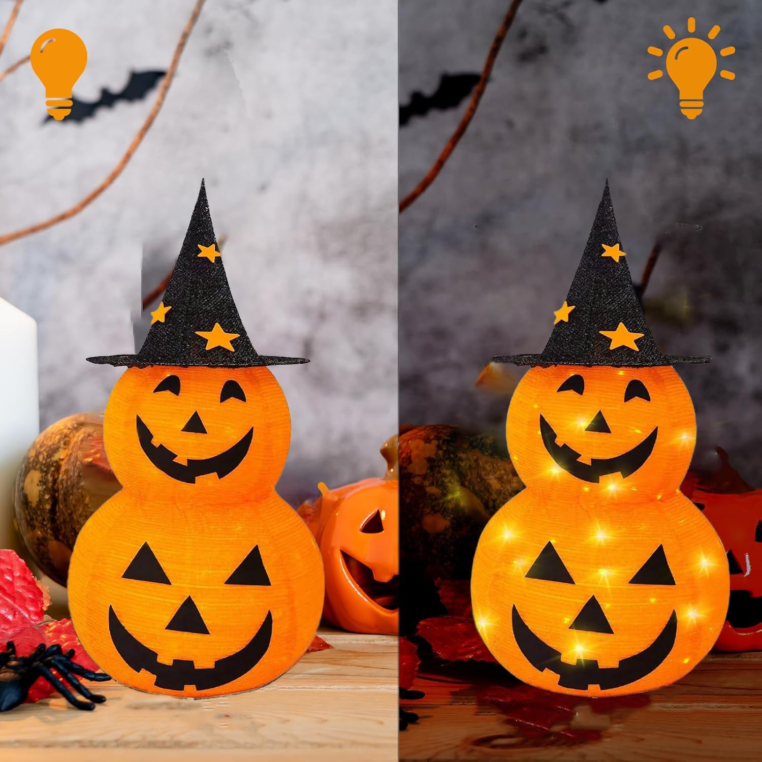 ハロウィン装飾 カボチャとランタン❣️ライト付き❣️ayu❣️2つ