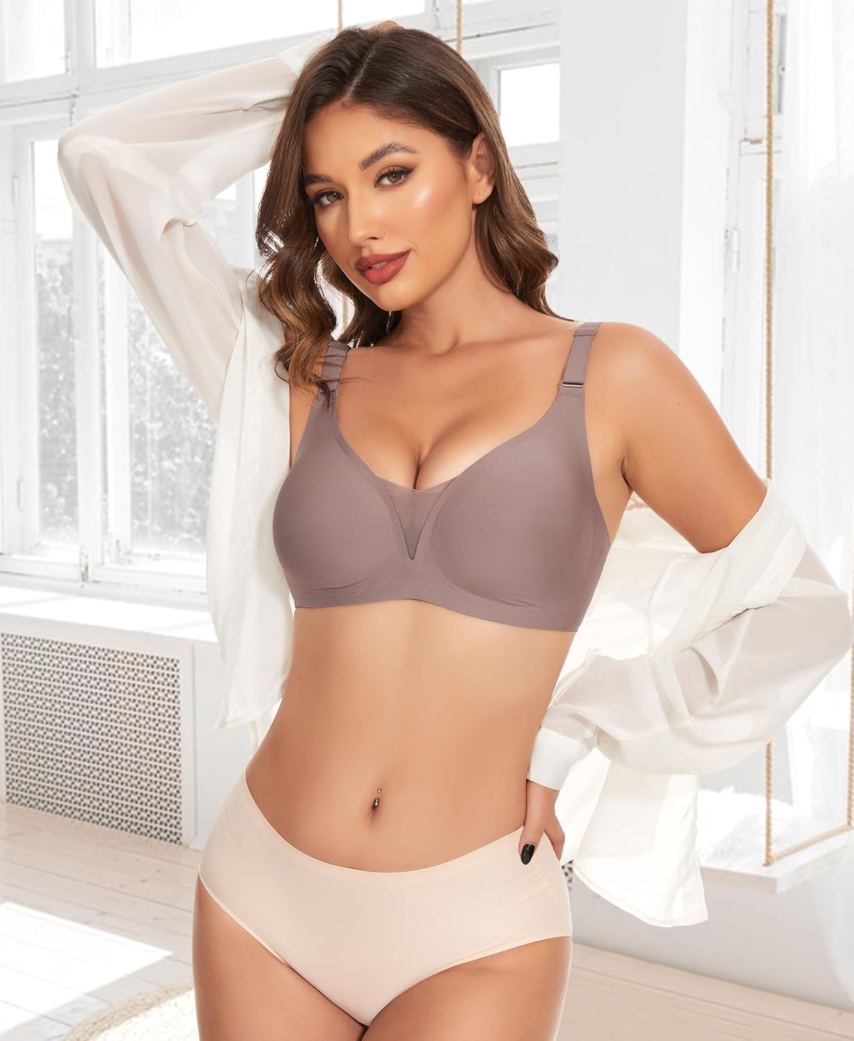 Women No Underwire Comfort V Neck Wireless Seamless Bra - Image 4