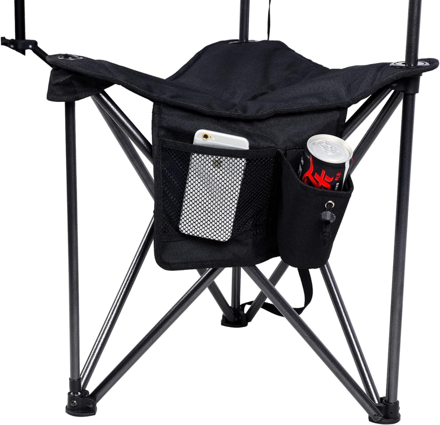 Portal Sgabello da campeggio pieghevole con schienale, portatile, piccola sedia per adulti, sgabello pop up, sedile da viaggio, alto e leggero, per escursionismo, escursionismo, festival, pesca,