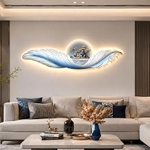 JSLXNDM 3D LED Wall Art Sculpture Lighted Decor, Modern Wall Art Feather & Deer Painting, Decorative Backlit Wall Hanging for Living Room, Bedroom Entryway Hallway B 39.4" 13.8" 10035 cm