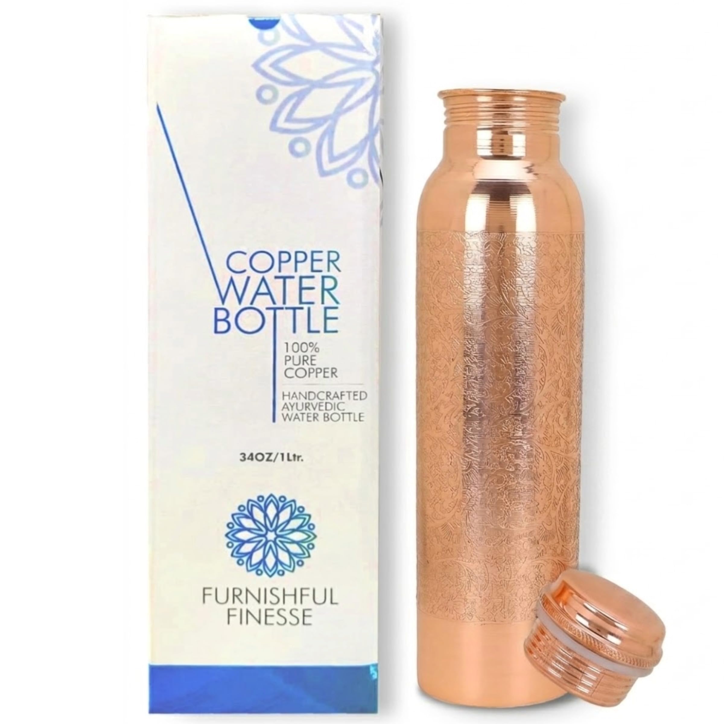 Amazon.com: 100% Pure Copper Water Bottle For Drinking | 34 Oz