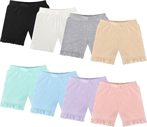 Boyiee Paquete de 8 pantalones cortos para niñas, ciclismo, baile, gimnasia, yoga, seguridad, pantalones cortos para usar debajo del vestido
