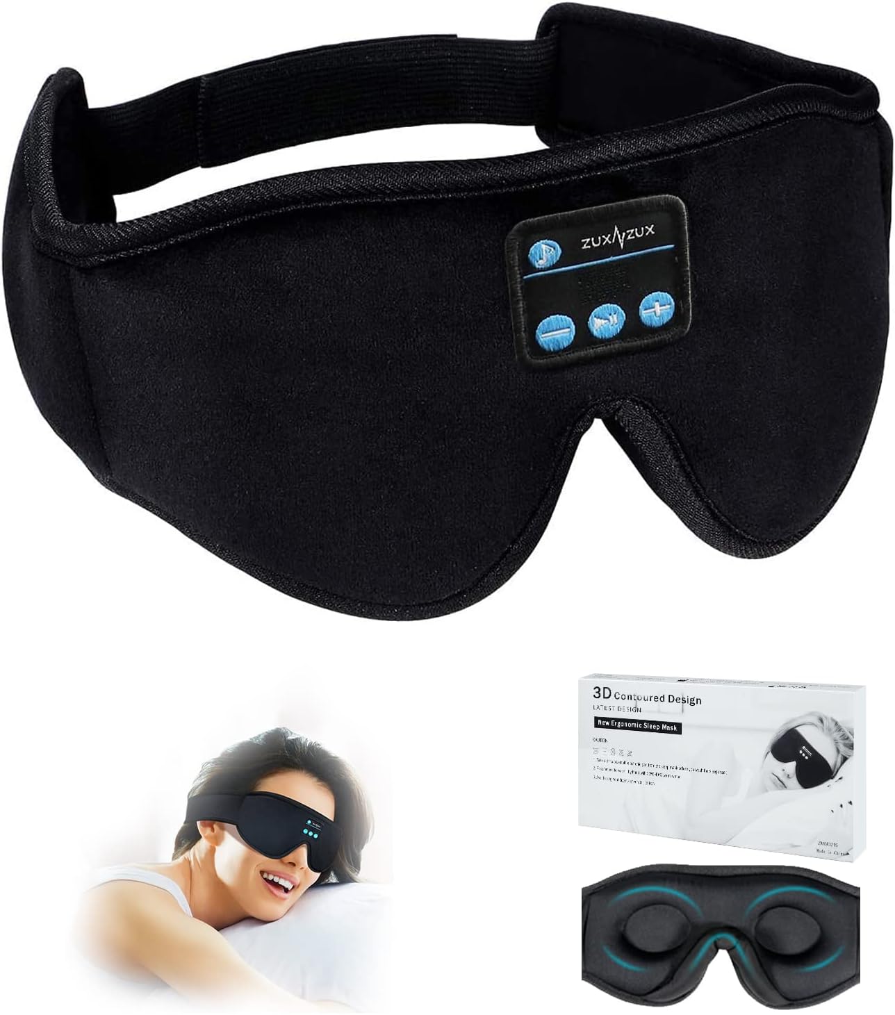 ZUXNZUX Sleep Mask with Headphones Bluetooth Eye Mask for Sleeping