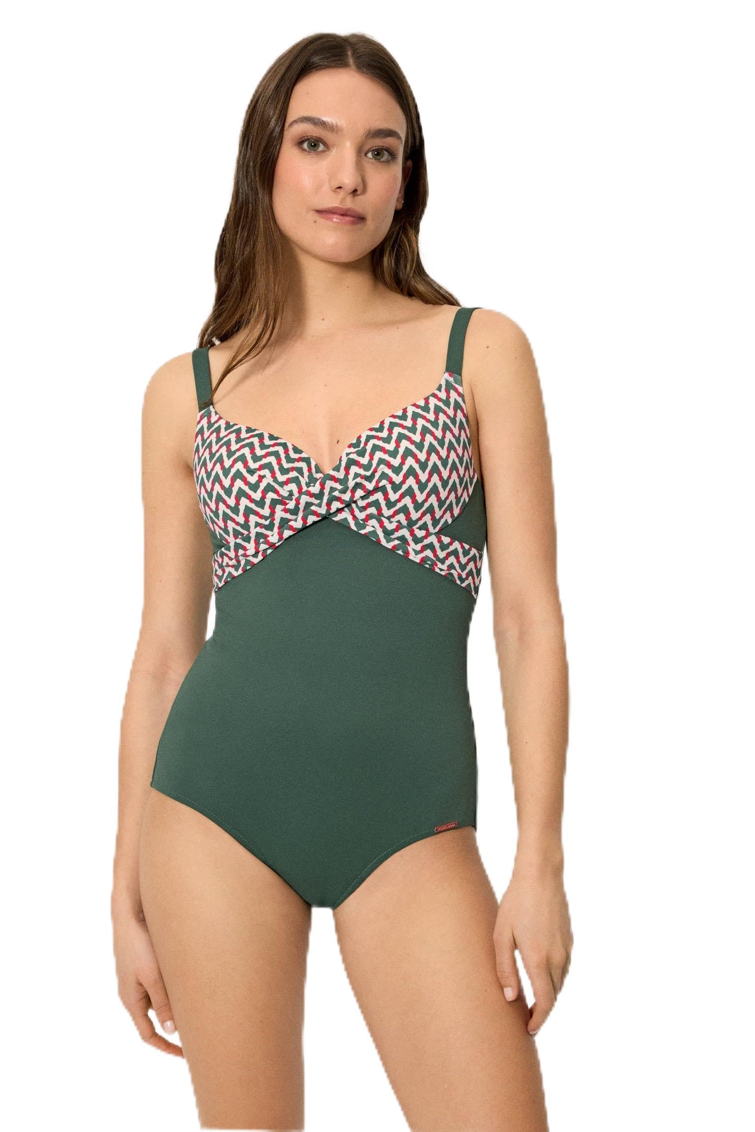 YSABEL MORA Bañador Moldeador con Aro Micropiqué Estampado Coral Copa B. Compresión en Abdomen,Parte Superior con Aro y Relleno. Tirantes Regulables. Tejido de Textura Micropiqué. Colección Sunset.