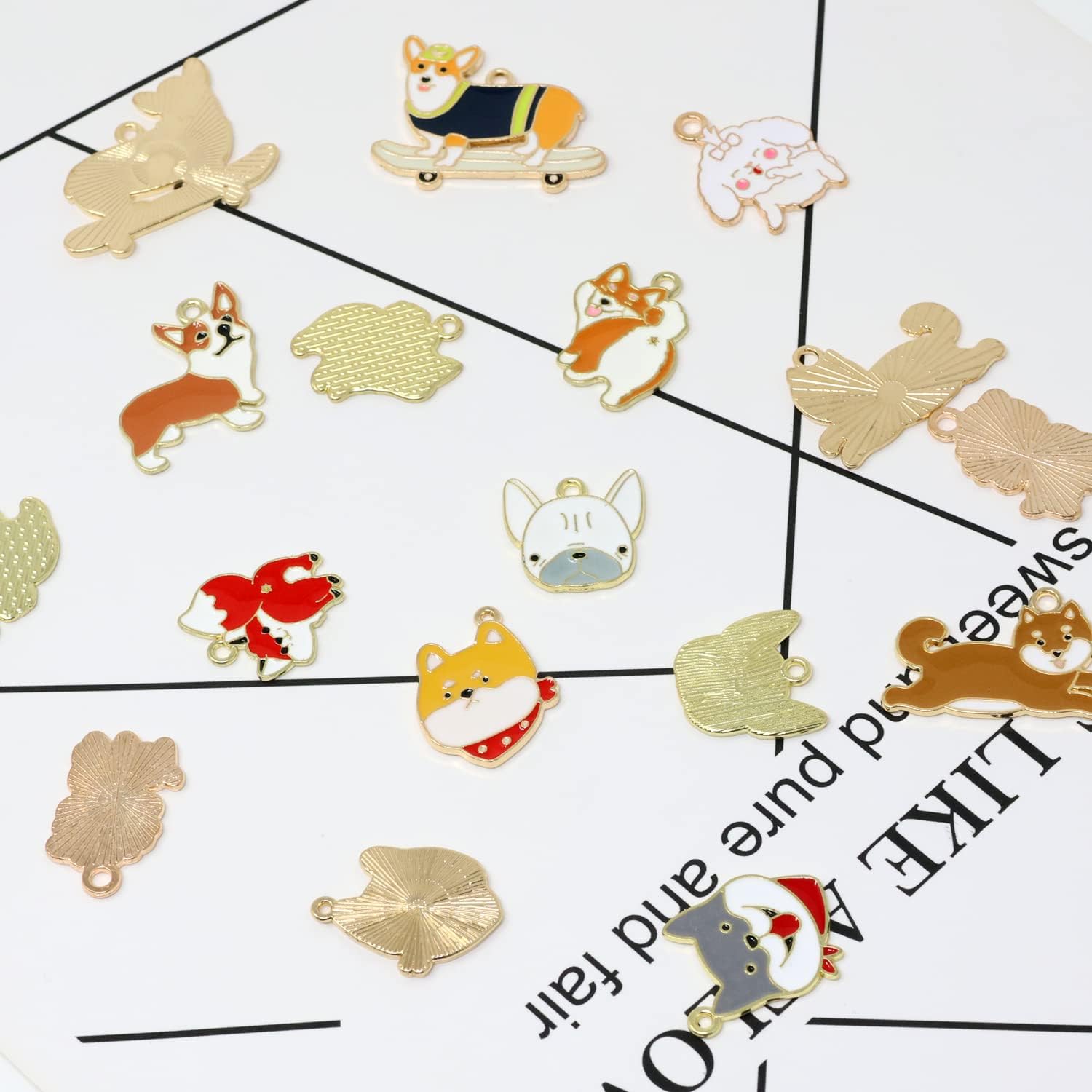 yueton 24PCS Enamel Alloy Cute Animal Pet Dog Puppy Charms Pendant Corgi Frenchie Shiba Inu Husky Pendant for Necklaces Bracelets Keychains Dog Collar Jewelry Making and DIY Crafts - Image 6
