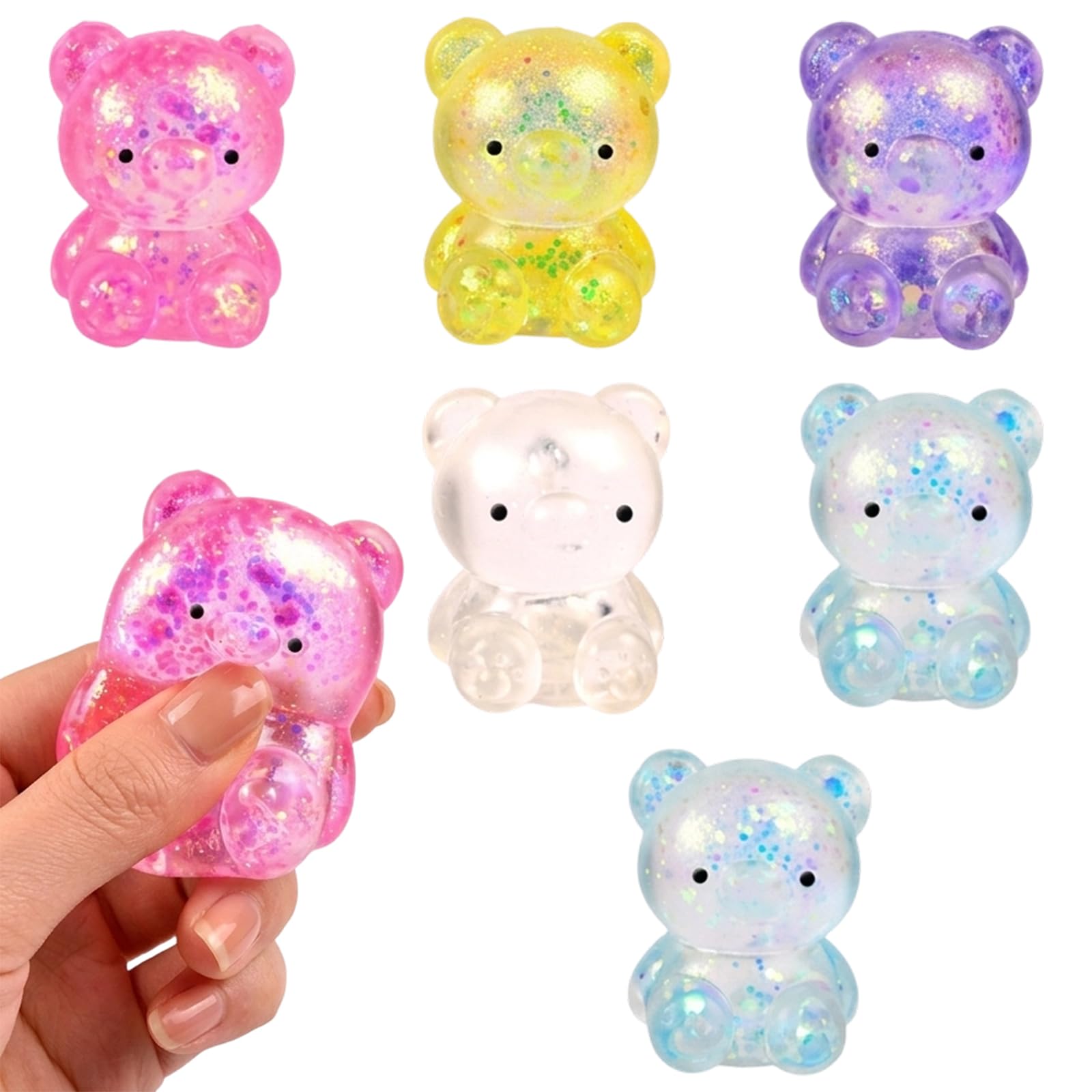 Squishy Fidget Toys Set, 6 Gummy Bear Sensory Balls for Stress Relief