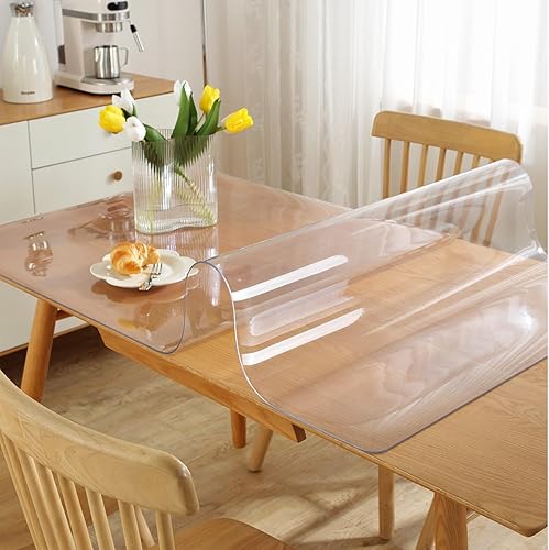 Miniatura 2 de Protector de mesa transparente de cloruro de polivinilo, cubierta de plástico impermeable, grosor de 116 pulgadas (1.5 mm), para escritorio, mesa