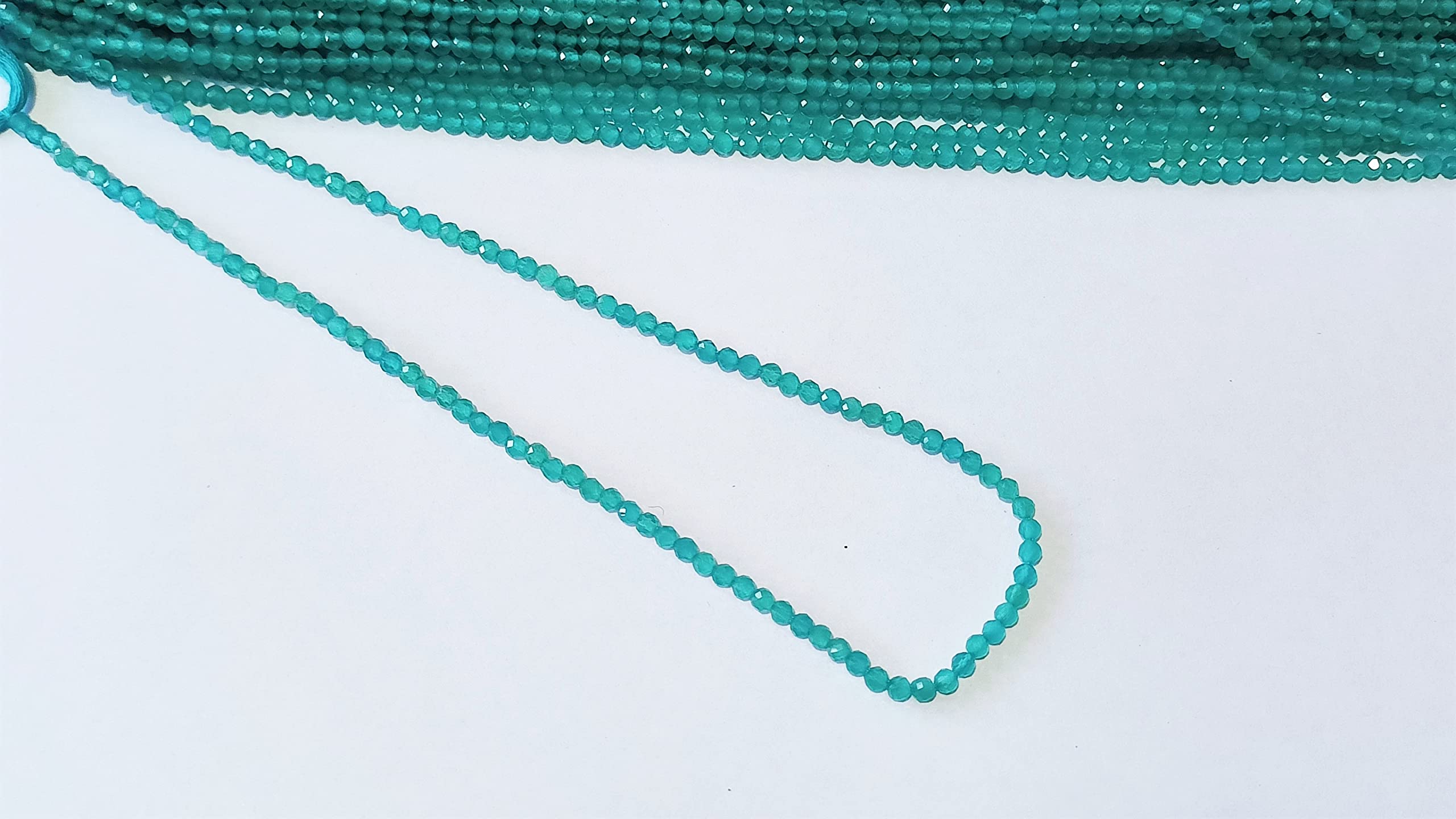 Naturalny zielony chalcedon fasetowane okrągłe koraliki około 3 mm | sznurek 33 cm | koraliki do biżuterii DIY - kolczyki, naszyjnik, bransoletka, łańcuszek na kostkę (5)