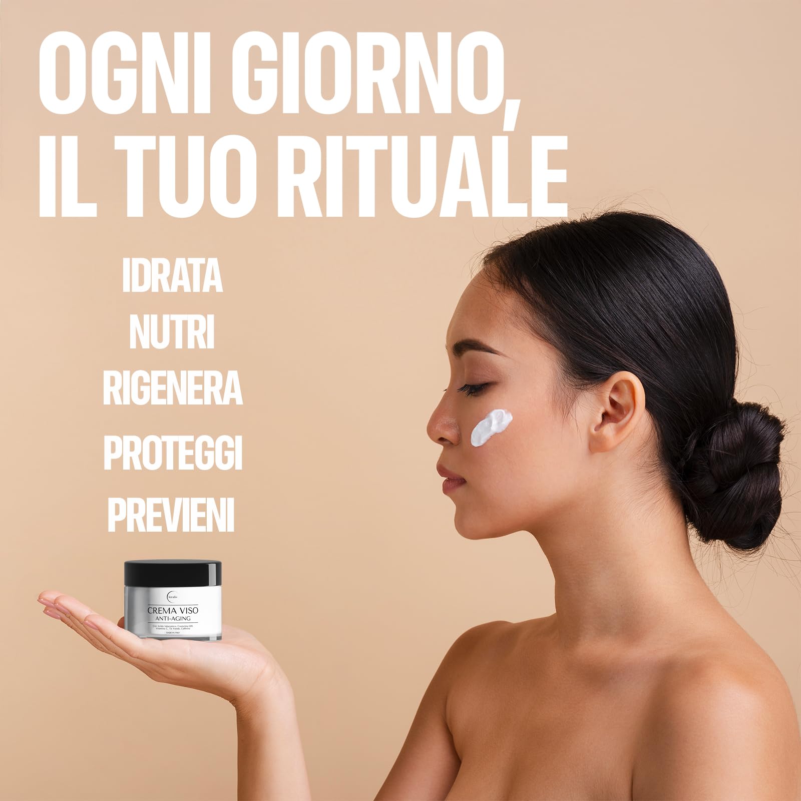 100ml - Crema Viso Antirughe, Crema Idratante Viso con Acido Ialuronico, Coenzima Q10, Vitamina C Giorno e Notte, Crema Antirughe Donna e Uomo, anche per Contorno Occhi.