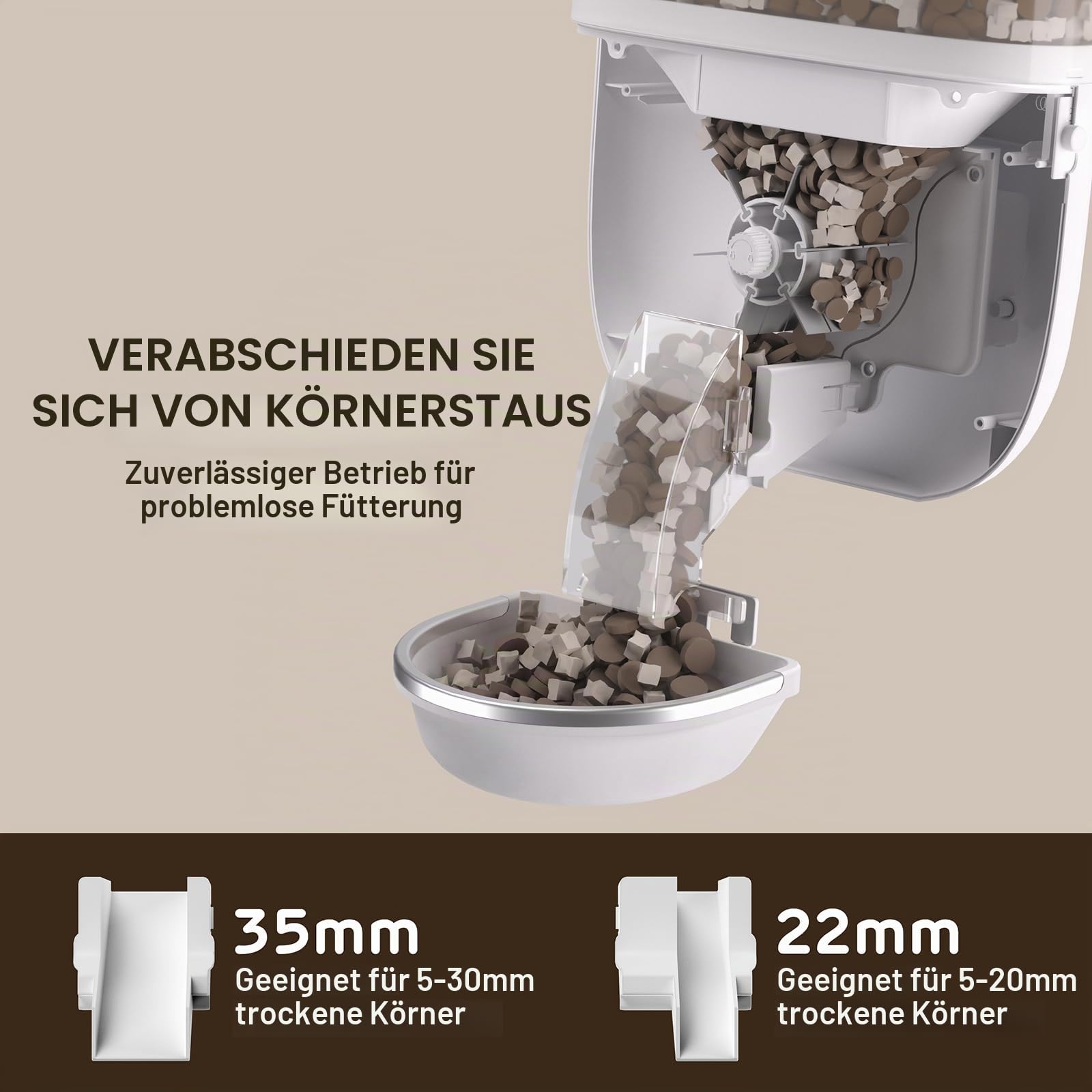 iPettie Smart WLAN Automatisierter Futterspender für Kleintiere, Kaninchen, Katzen, Hunde & Hamster, 1.8L, zeitgesteuert & portionskontrolliert, Trockenfutter 5–30 mm