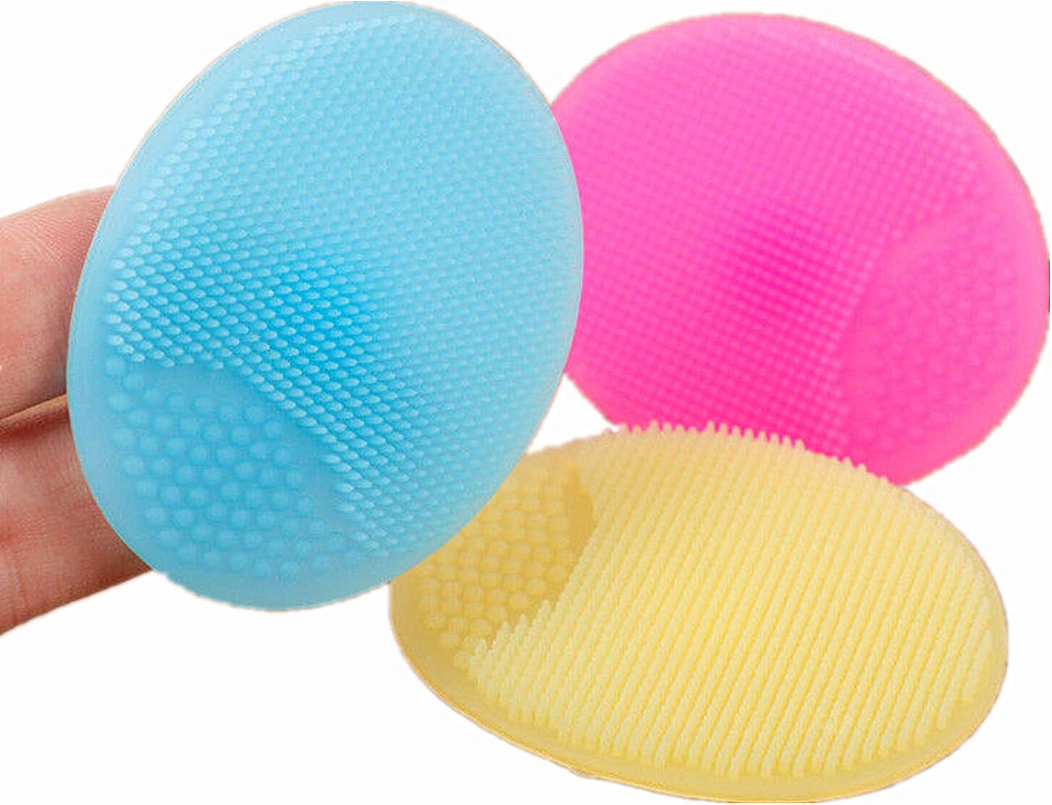 Silicone Face Scrubbers Exfoliator Brush-Facial Cleansing Brush Pad Value 3 6 Pack, Scrub Scrubby Pore Blackhead Removing Exfoliating-Unique For Girl Sister Best Friend Women (3 Pack, Blue)