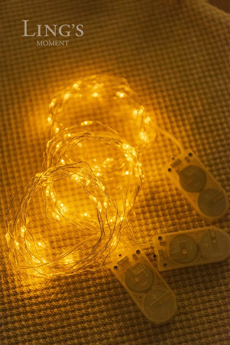 Ling's moment 3 Sets 6ft LED Fairy Starry String Lights Battery Powered Mini Led Lights Warm White for Waterproof Decorative Lights Kids Teepee Decorations Christmas Lights