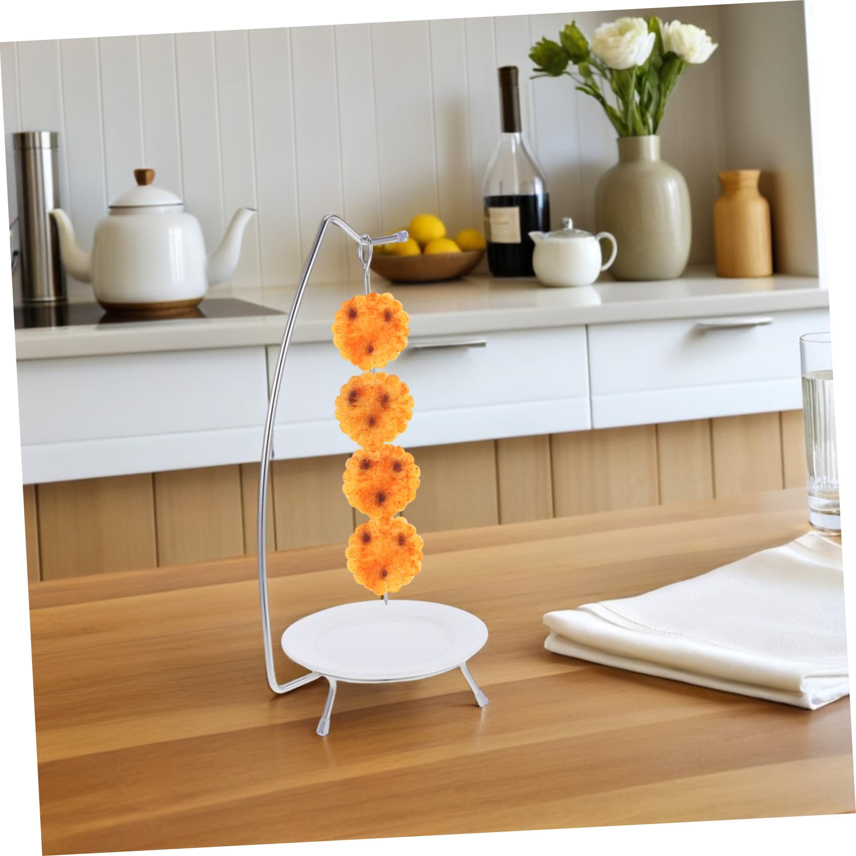 Set di 6 Spiedini Resistente alle Alte Temperature in Acciaio Inossidabile per Barbecue Supporto per Grigliate All'aperti e Pranzi in Famiglia
