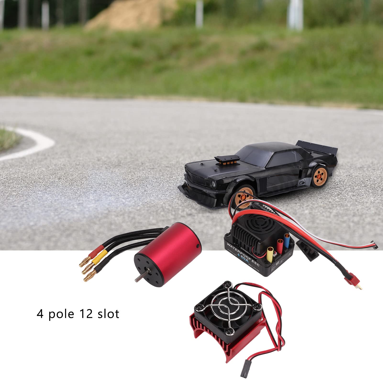 2300KV silnik bezszczotkowy, 4-biegunowy, 12-biegunowy, wysoki skręt, wodoodporny i szybkie odprowadzanie ciepła, do samochodu RC, do akumulatora 2S 3S