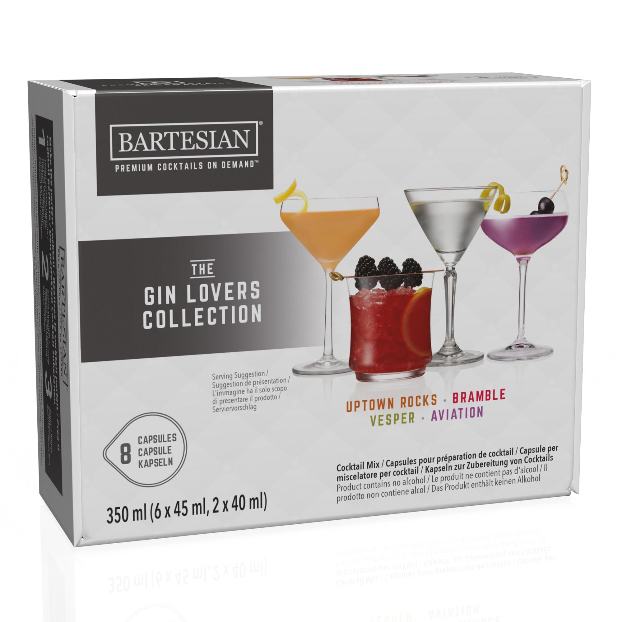 Bartesian Gin Lovers Mixer-Kapseln für Cocktailmaschine – 8er-Pack Cocktail Kapsel-Set