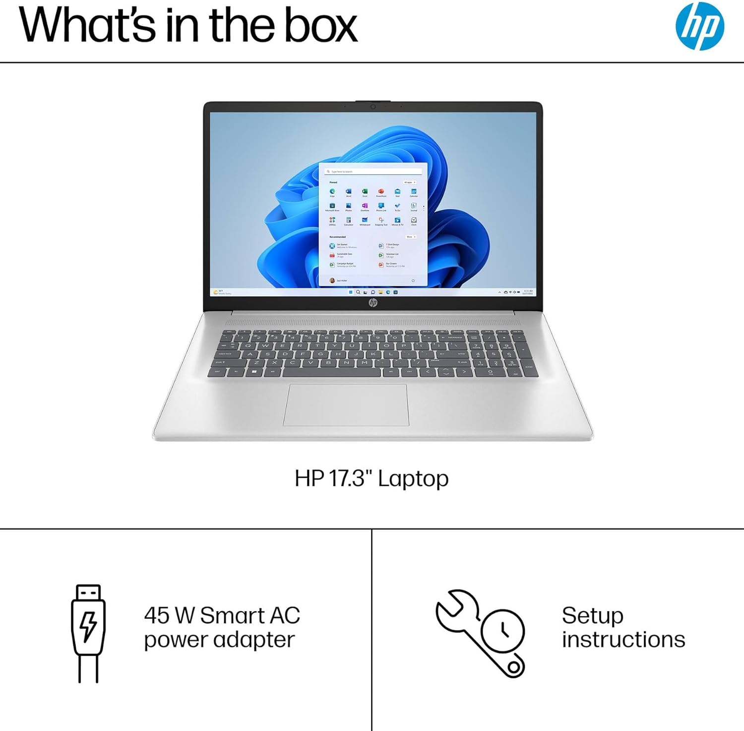 HP 17 inch Business Laptop Computer, AMD Ryzen 5 7430U(6 Core), 17.3” FHD LED 300 Nits Display, 8GB RAM, 512GB SSD, Windows 11 Pro, Copilot AI, Wi-Fi 6, Bluetooth 5.4, HD Cam, Accessories