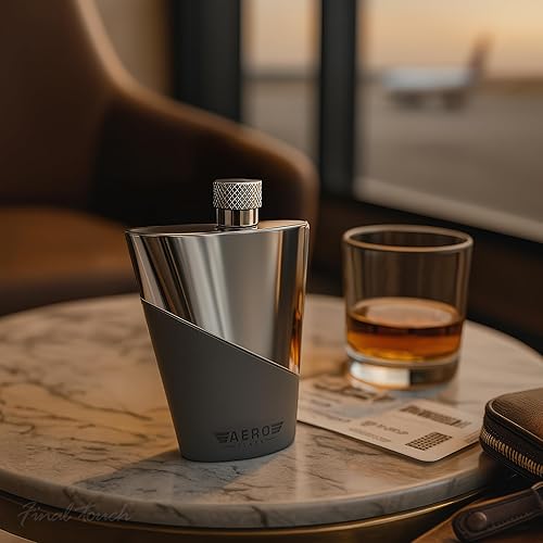 Miniatura 2 de Final Touch Aero Flask - Contenedor de licor de viaje, 3.4 onzas, 3.4 onzas, botella de mano con embudo integrado, diseño aerodinámico inspirado en