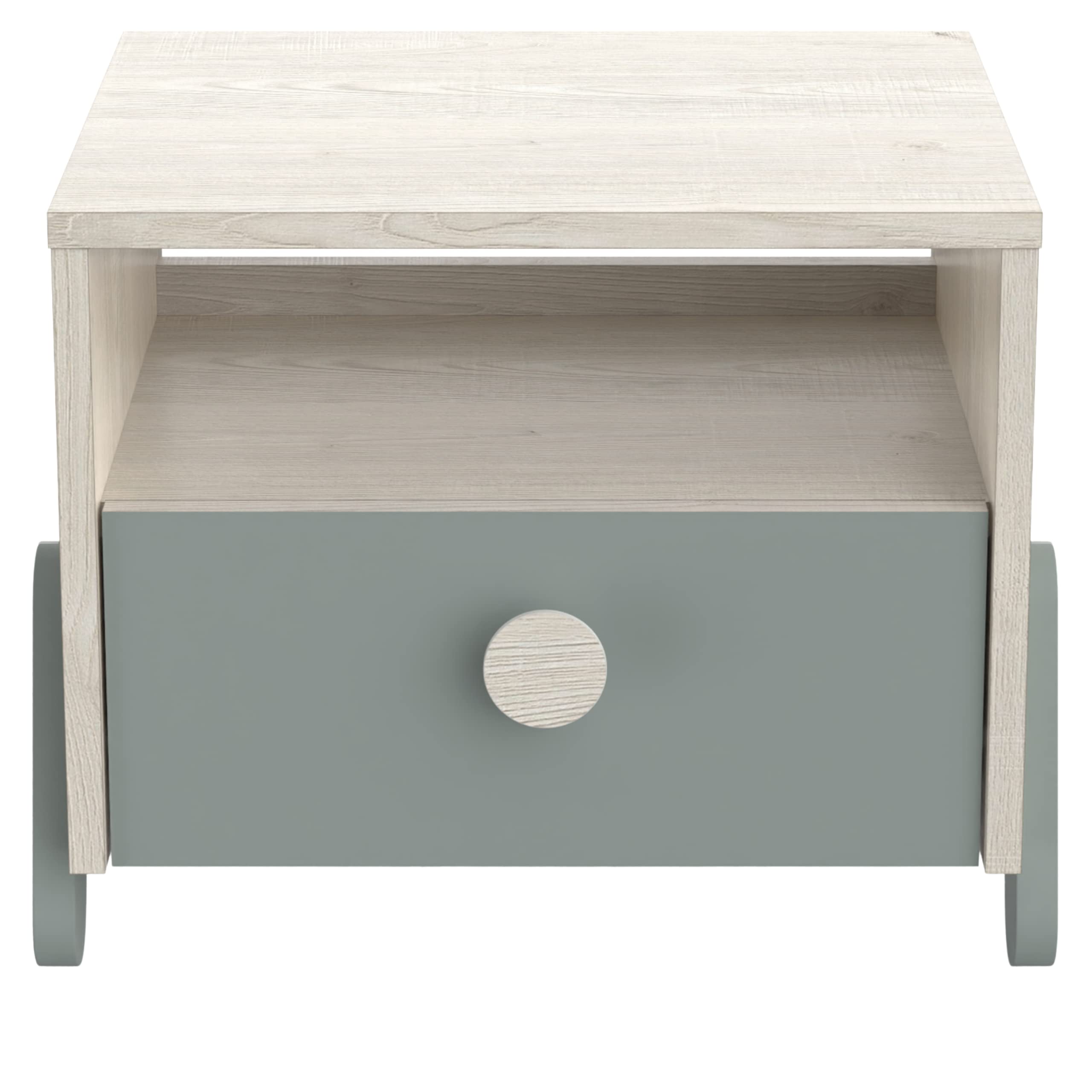 Demeyere Table de Chevet Enfant Ilian - 1 TIROIR - Chêne Topanga/Vert, 393x327x341MM