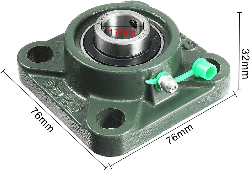 2pcs Pillow Transmission Parts Block Bearing UCF203 17mm Mounted Bear Square Flange Model:86as364qo495