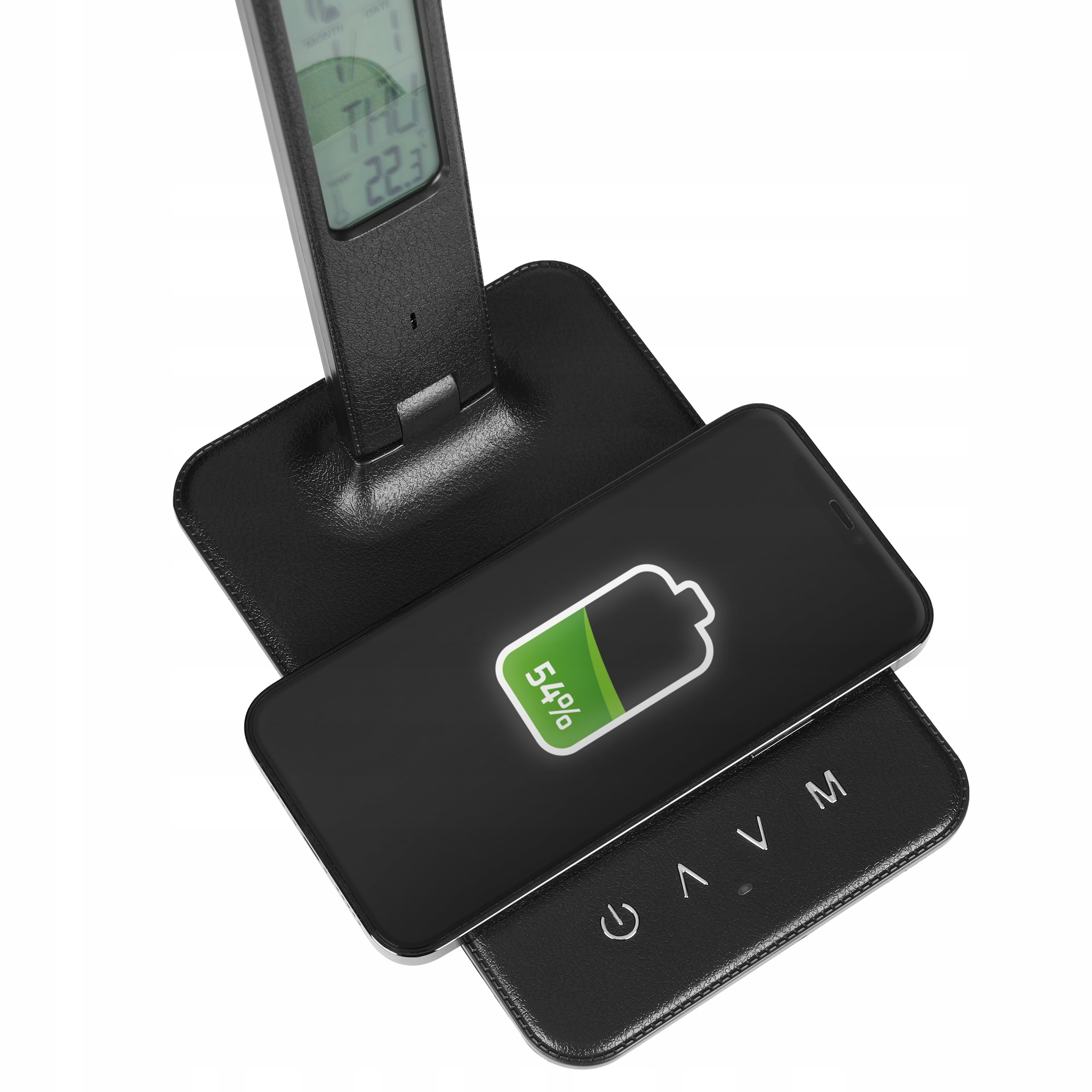 Lampka biurkowa, lampka nocna, lampka na stół kreślarski, zegar indukcyjna ładowarka LED Smart