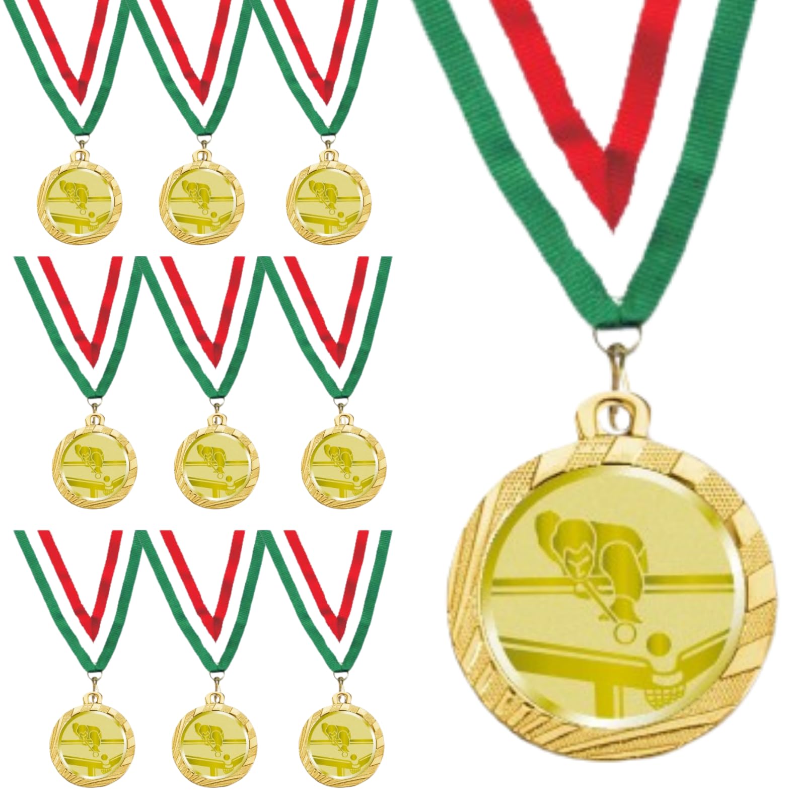 Stock Medaglie Personalizzate Premiazioni Biliardo da 3,2 cm con Laccetto Medaglia Personalizzabili in Metallo con Stampa Personalizzata, Sport | 23.00.32.R