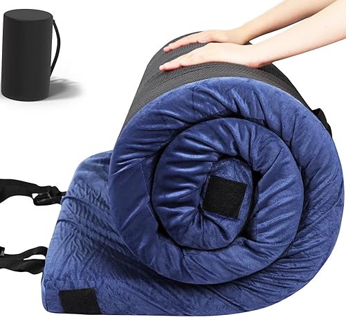 Colchón ligero de espuma viscoelástica para acampar, colchón de espuma para exteriores, portátil, enrollable, para automóvil, colchón de cuna, funda