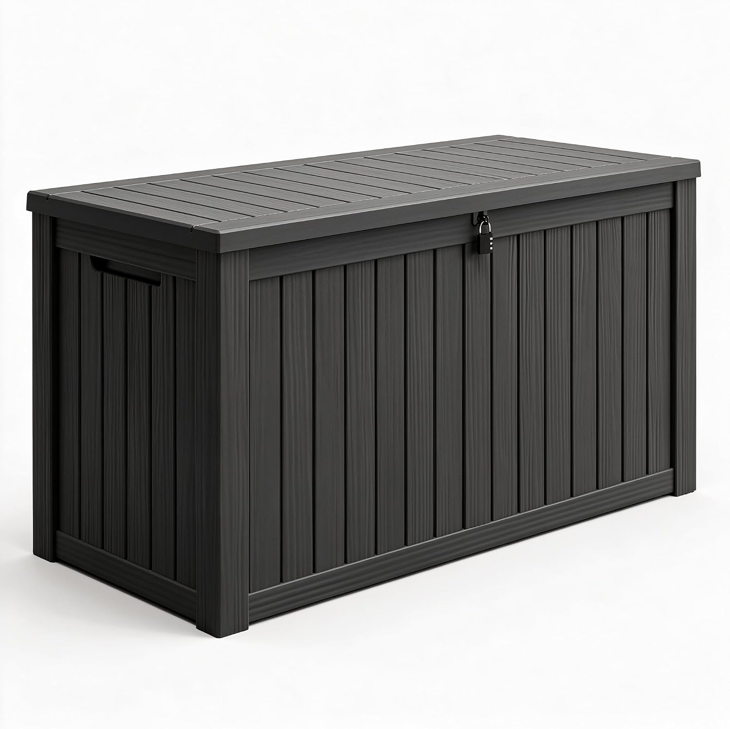 180 Gal Deck Box, Outdoor Storage Box Waterproof Lockable, Gas Lift,Black