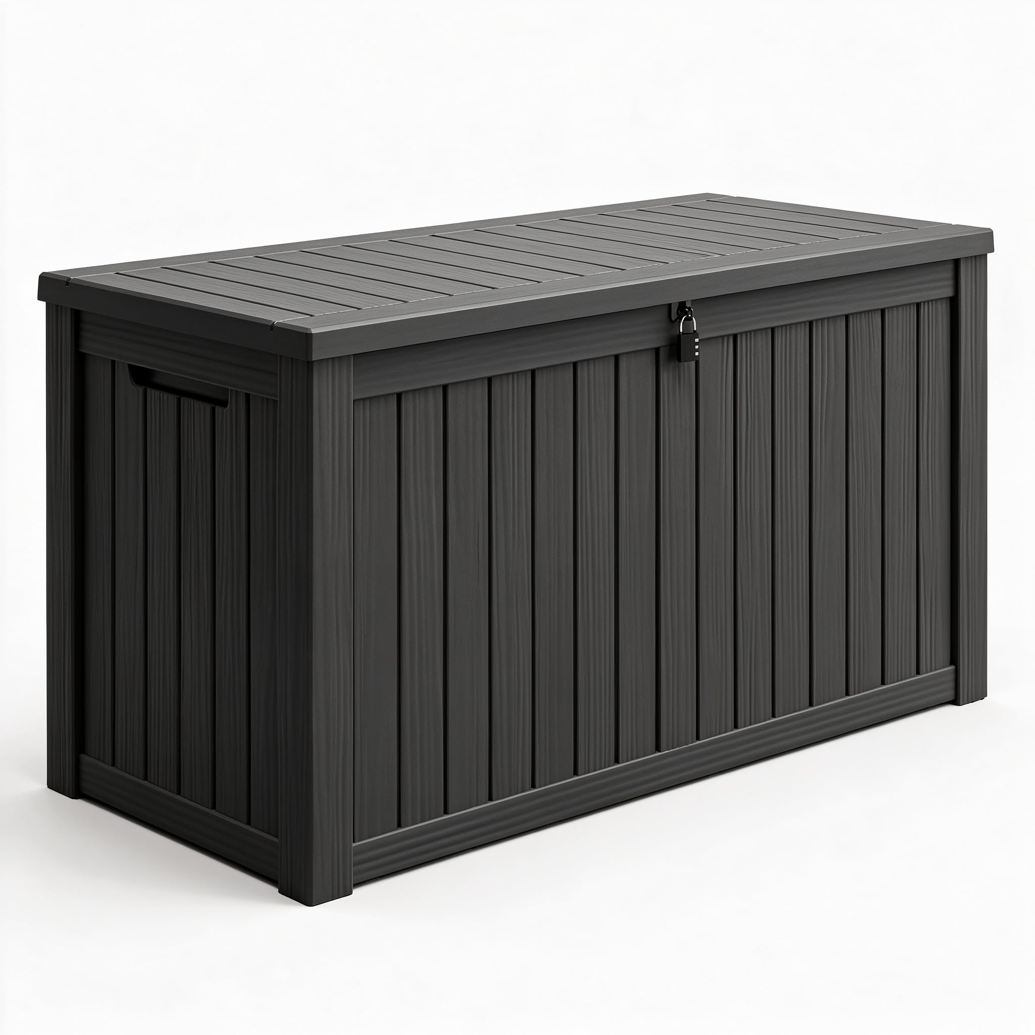 180 Gal Deck Box, Outdoor Storage Box Waterproof Lockable, Gas Lift,Black