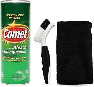 Comet Cleansing Powder with Panther Pack Cleaning Tool Set - Mini Scrub Brush and Microfiber Towel by Foxtrot