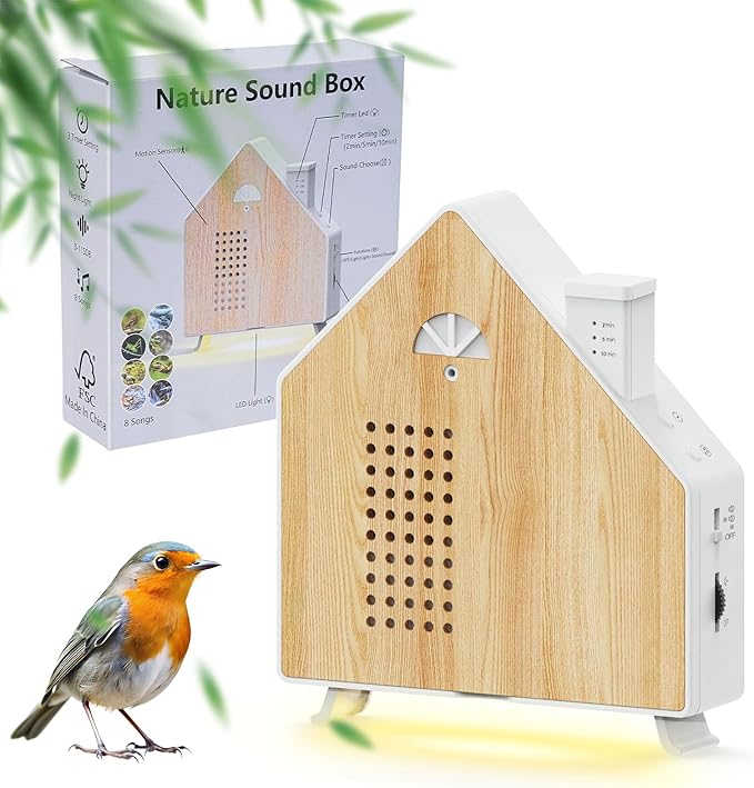 FJJVILLEY Bird Chirping Motion Sensor Box: Dual Functionality with Lights
