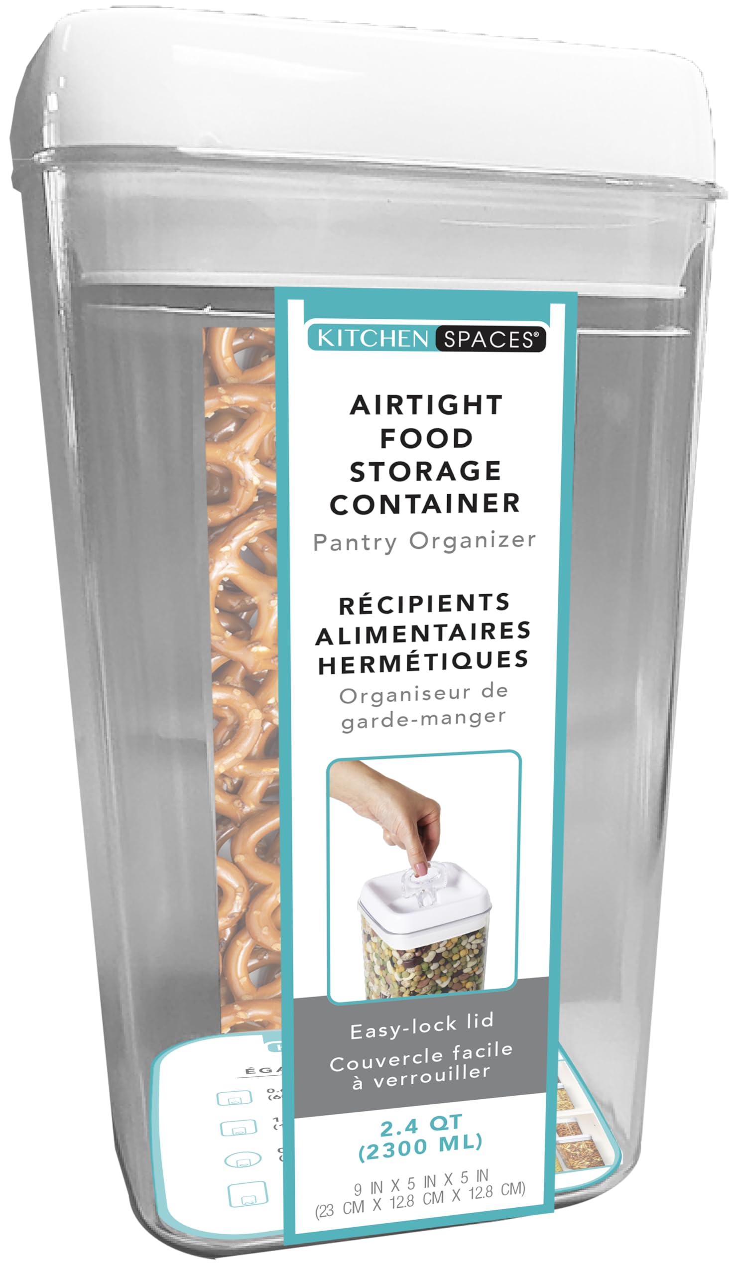 Kitchen SpacesAirtight Food Storage Container, Square, Dry Goods Organization, 2.4 Quarts