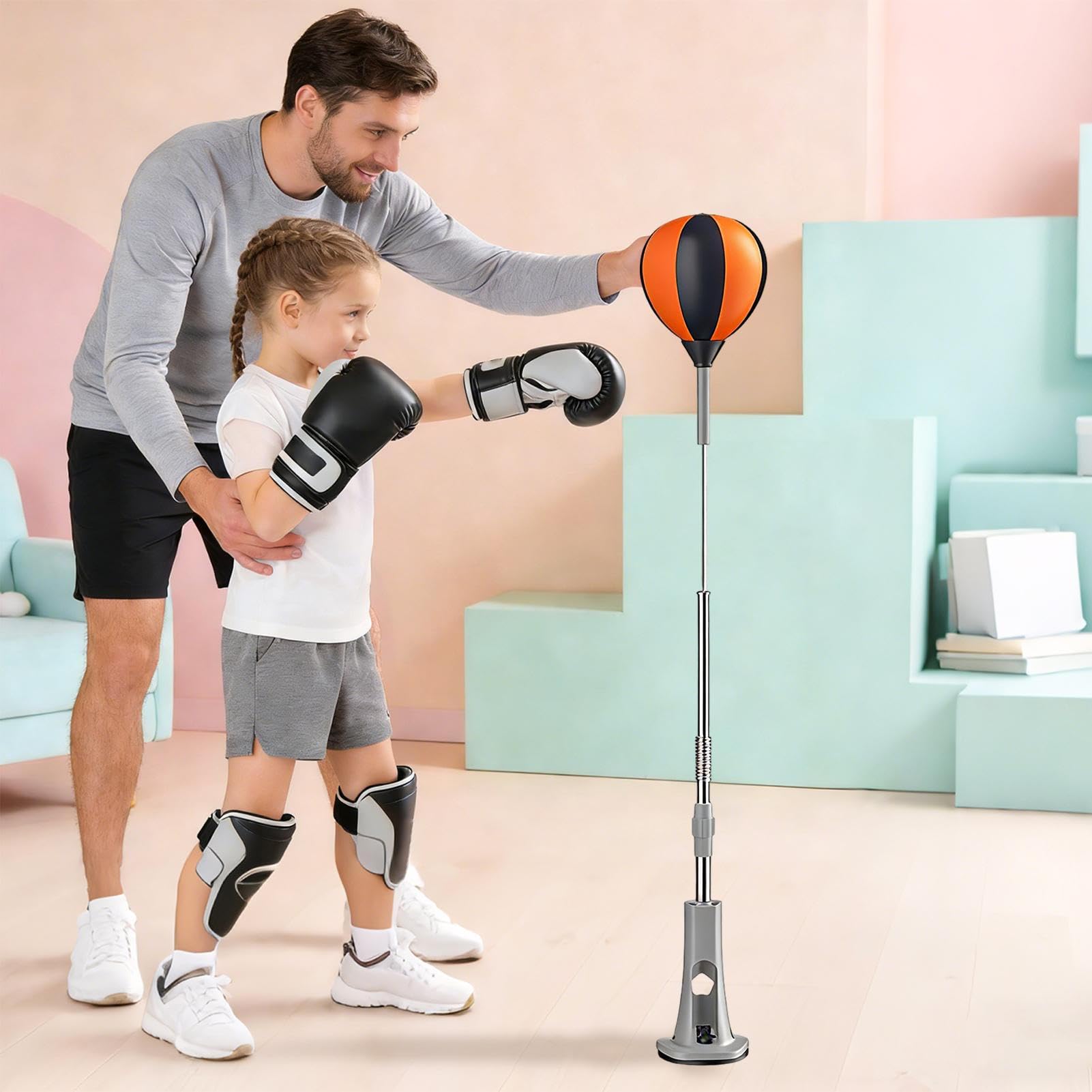 Sacco Da Boxe Con Supporto, Sacco Da Boxe Regolabile In Altezza Da 115 A 160 Cm Con Base A Ven-tosa, Palla Da Bo-xe Da Ter-ra Per Esercizi, Ar-ti Marziali E Combattimento