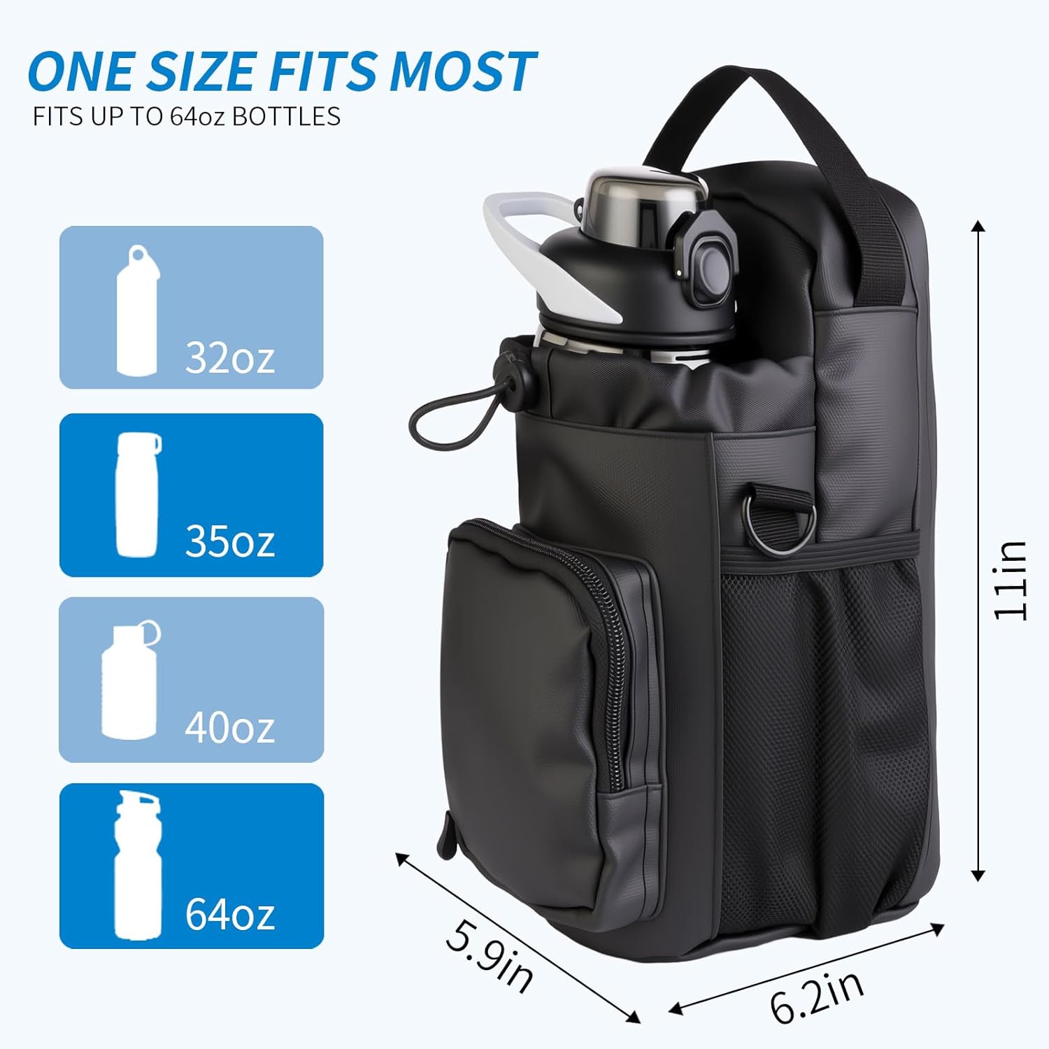 Magnetic Gym Bag for Men and Women,Water Bottle Bag with Phone Pockets & Shoulder Strap,Powerful Magnet Gym Pouch,Magnetic Bag for Sports,Work(Black) - Image 5