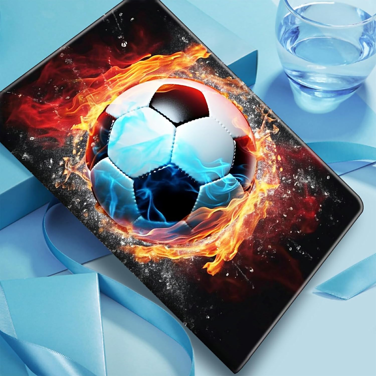 Case for iPad Pro 12.9 Inch 2022/2021/2020 / for iPad Air 13 2024/2025 PU Leather Shockproof Stand Protective Cover with Auto Sleep/Wake for iPad Air 13 2024/2025,Fire Soccer