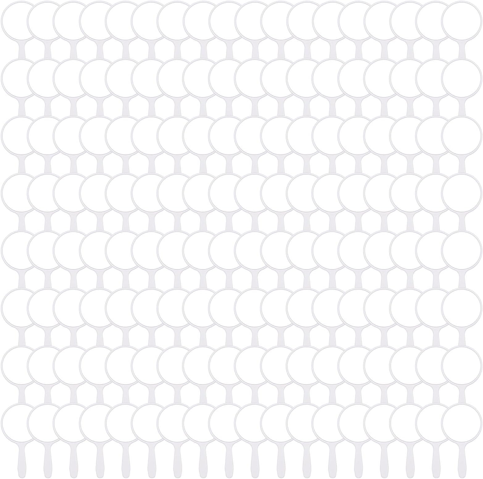 Vinsot 150 Pcs Handheld Mirror Bulk Small Hand Compact Mirrors with Handle Plastic Travel Makeup Portable 3.94 x 2.16 Inch for Birthday Dress up Wedding Practice Pronunciation (White)