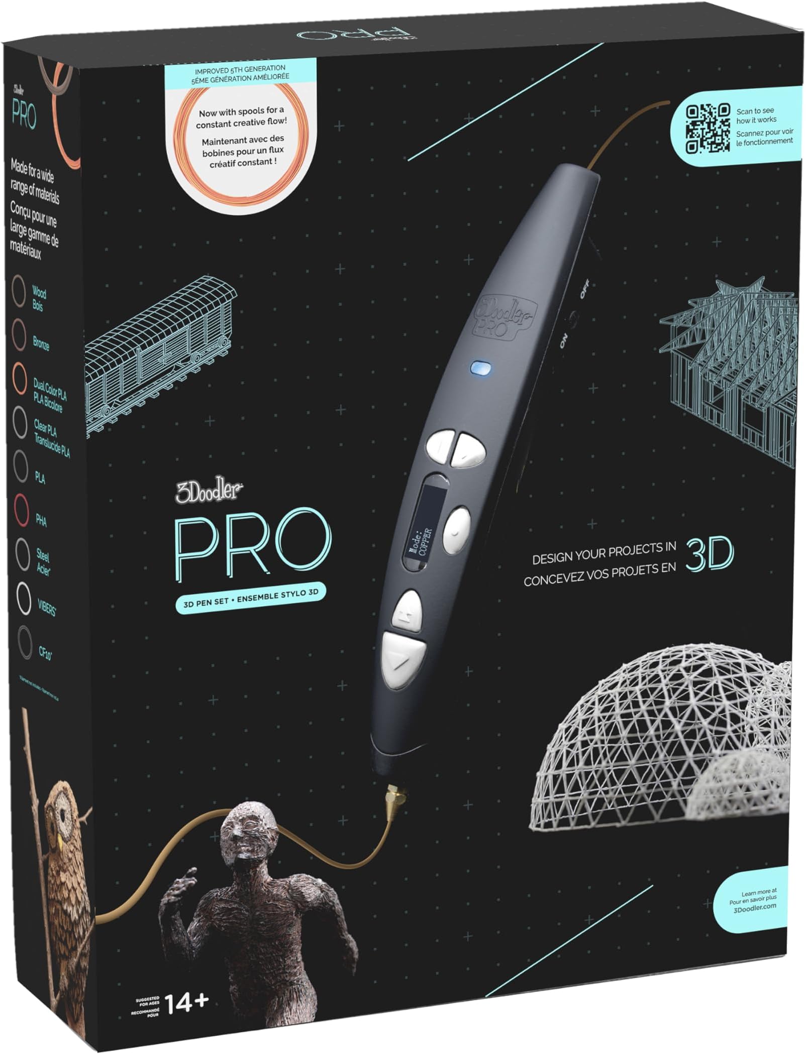 3Doodler PRO(2025) 3D Printing Pen, Design and Prototyping Tool for Creative Professionals, Includes Speciality Plastic Materials, Interchangable Nozzle Set and More